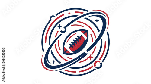 Konstfotografi Galaxy style American football logo with orbital tracks and stars portraying cosmic energy for sports team inspiration