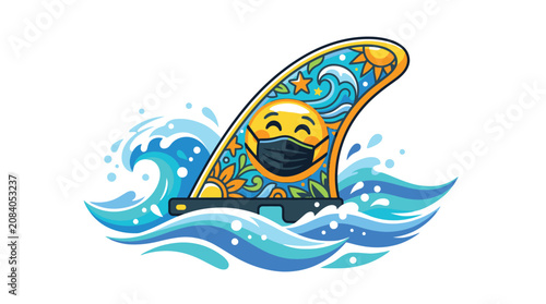 Photography Smiling face surfing on wave.