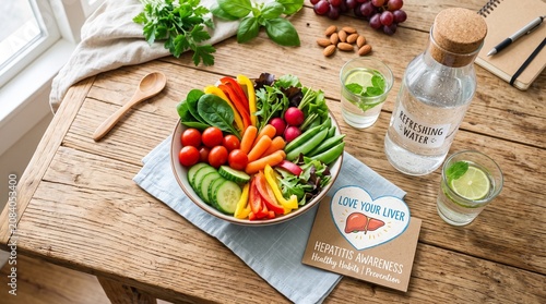 Healthy Diet for Liver Health with Fresh Vegetables Fruits and Nutrition Concept