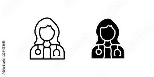 Fotografie Female Doctor Specialist icons, dual style icon set