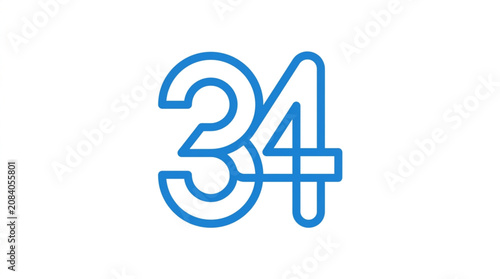 Photos Blue Number Thirty Four Graphic Design.
