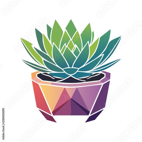 Low Poly Succulent Plant in Geometric Pot