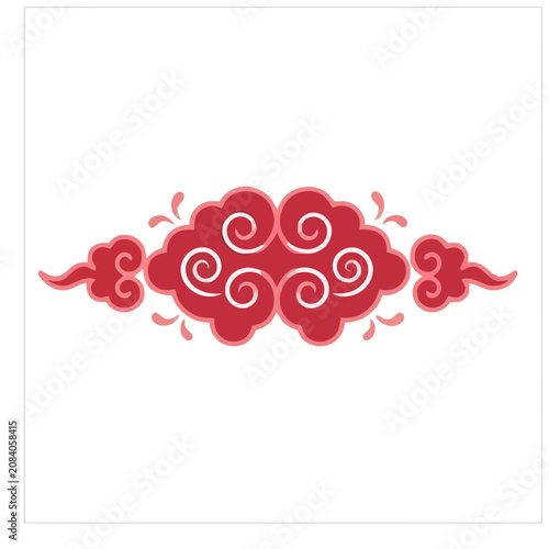 Red Swirl Cloud Decorative Element