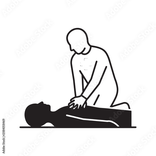 Fotografia CPR first aid line icon