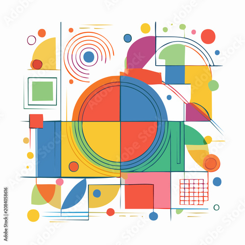 Abstract Geometric Composition with Circles and Squares