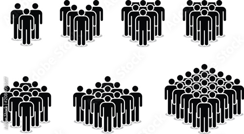 Billede på lærred Population Growth Crowd Silhouette Vector