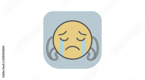 Fotografie Sad face emoticon crying emoji symbol.