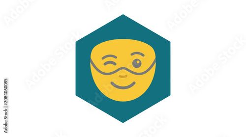 Smiling face with glasses icon.