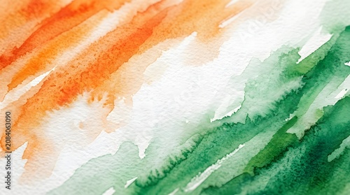 Watercolor wash in saffron white and emerald green abstract texture