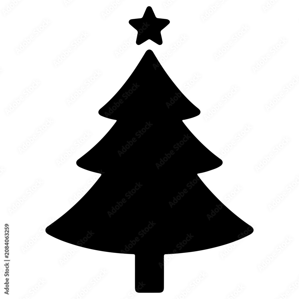 Fototapeta premium Black christmas tree vector silhouette