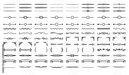 Line Text Divider Vector Set with Elegant Decorative Horizontal Separators Minimal Borders and Editorial Ornaments