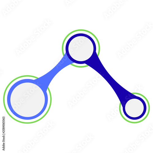 Connecting blue circles in a network diagram on a clean white background