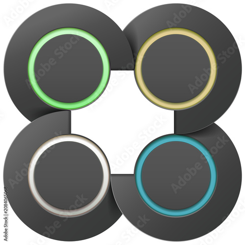 Abstract Circular Infographic Diagram with Four Interlocking Colorful Rings
