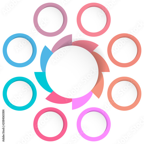 Circular Infographic Diagram with Eight Colorful Rings and Central Space for Business Presentation Design