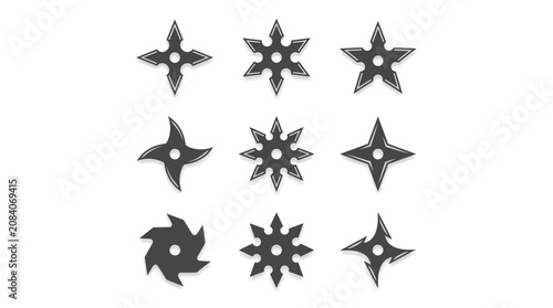 Photos Collection of Various Traditional Ninja Shuriken Throwing Star Vector Icons