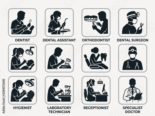 Konstfotografi Dental medical team icons.