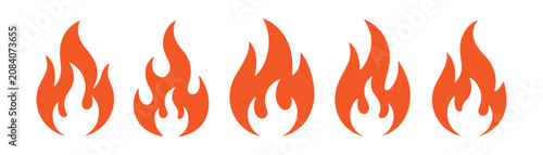 Vivid orange flame vector set, embodying the essence of heat and dynamic energy in a clear format.
