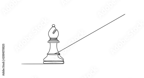 Konstfotografi Minimalist single line drawing of a bishop chess piece with a diagonal line representing movement or strategy