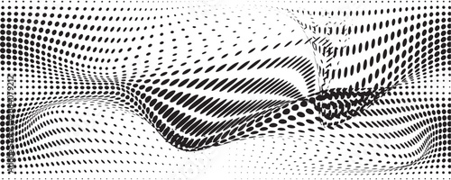 Wave 3d. Wave of particles. Futuristic point wave. Design for poster. Technology vector background. Vector illustration.