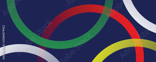 Abstract colorful overlapping circles on dark blue background, vector illustration
