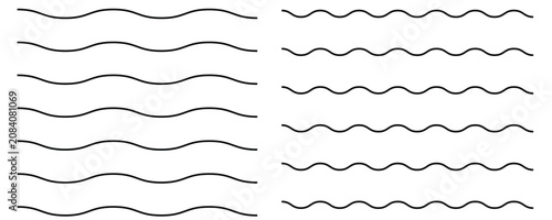 Waves line set. Wave ornament pattern. Set of wavy zigzag lines. Wave thin line background. Vector zigzag and wavy horizontal underline. Vector