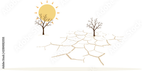 Bild auf Leinwand Starvation, water crises, global warming illustration