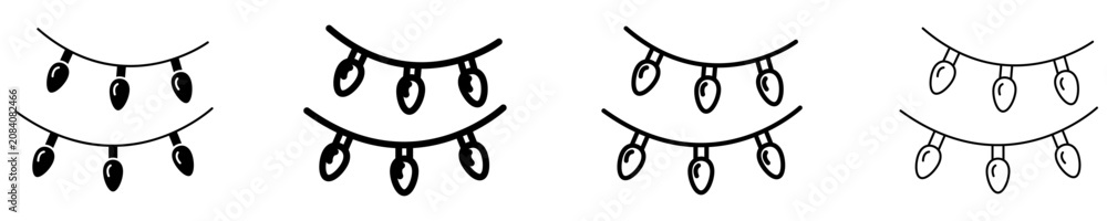 Fototapeta premium Christmas string lights mixed icon for festive decoration. Vector illustration.