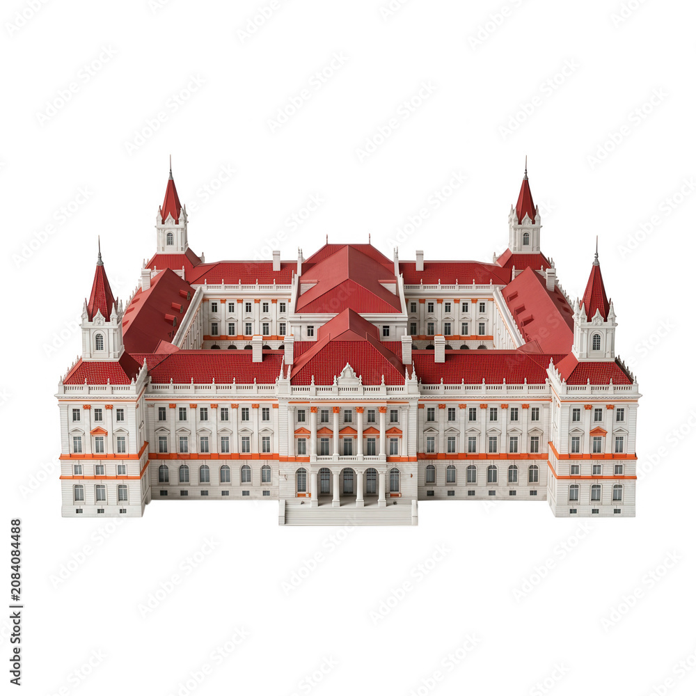 Fototapeta premium Palace Facade 3d Render Transparent Background