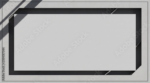 Minimalist Blank White Poster Mockup on Grey Textured Wall with Natural Window Sunlight Shadows and Elegant Frame Details for Branding and Design