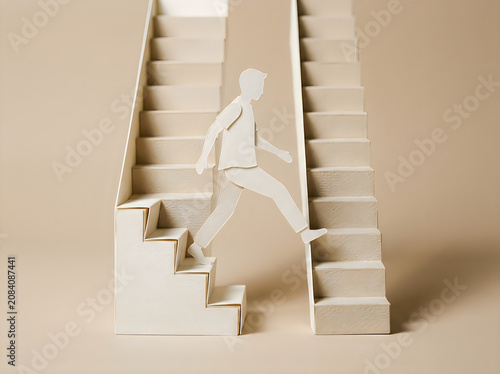 Person climbing stairs silhouette