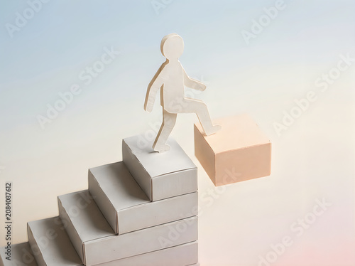 Person climbing upward stairs