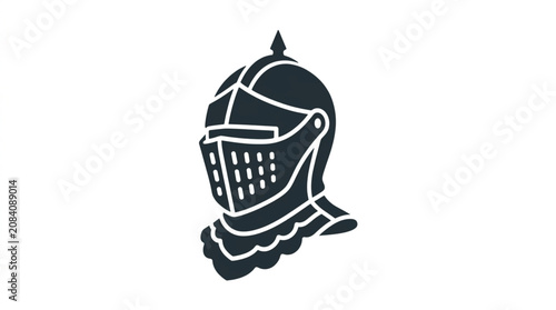 Obraz na plátně Black silhouette of a medieval knights helmet.