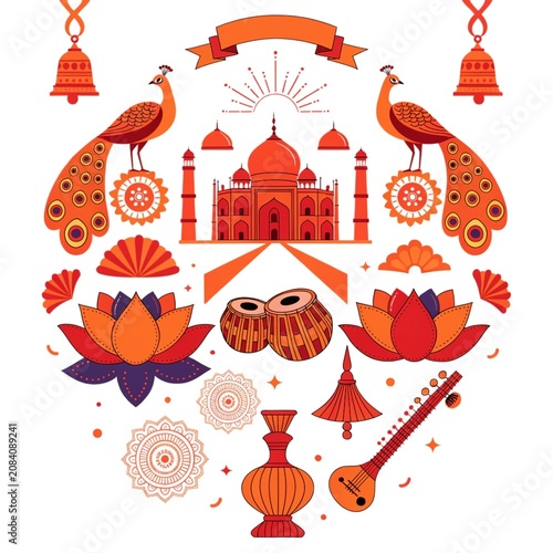 Seamless vector set of cute Halloween pumpkin and seasonal cartoon nature icons with flowers, birds, butterflies, leaves, animals and holiday decoration pattern design wallpaper