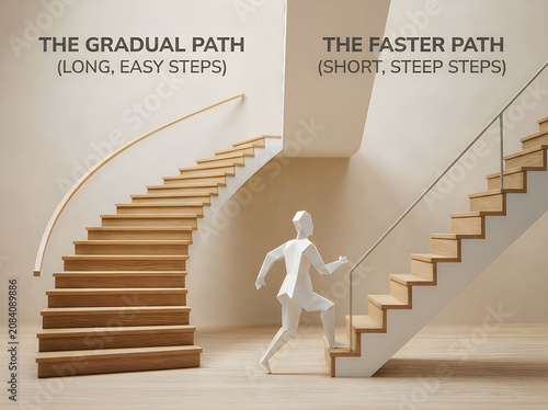 Two paths comparison gradual vs faster steps