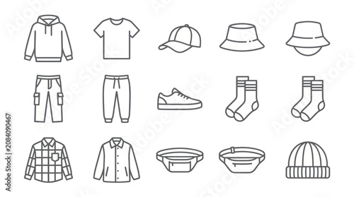 Clothing and Fashion Accessories Icon Set