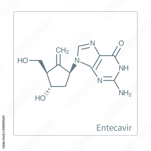 Entecavir is an antiviral drug and a reverse transcriptase inhibitor that can suppress the replication and viral load of the hepatitis B virus.
