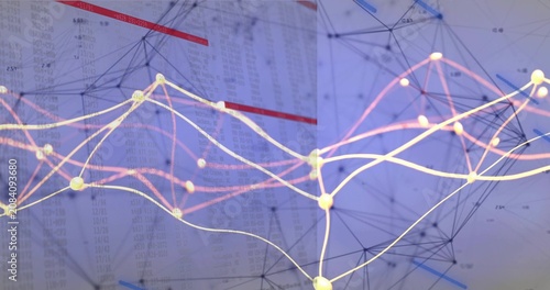 Tableau sur toile On playback data overlaying paper, yellow filaments branching and pulsing for an