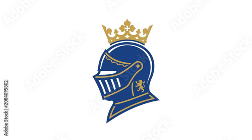 Blue Knight Helmet with Golden Crown Emblem.