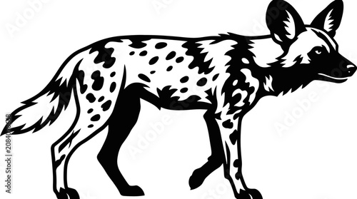 Canvas Print African Wild Dog Minimalist Vector Illustration
