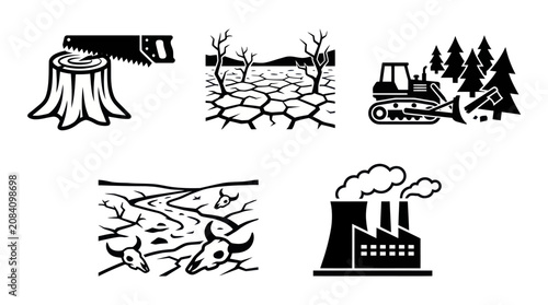 Tableau sur toile Environmental Issues Icon Set