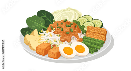 Konstfotografi Gado-Gado Indonesian Salad Vector Illustration