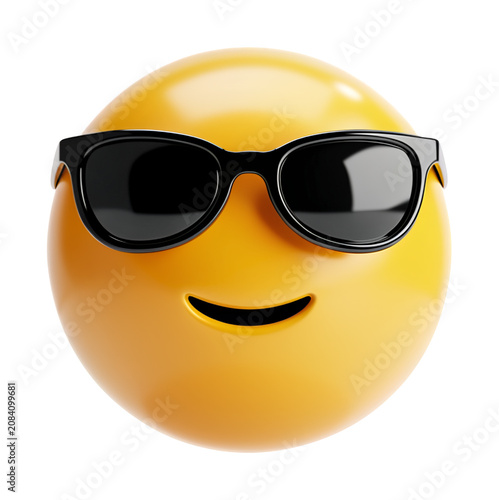 Foto Cool 3D Smiley Emoji Face with Black Sunglasses for Fun Social Media and Chat De