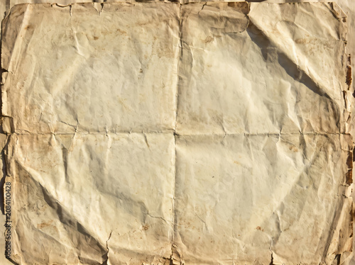 Aged Vintage Paper Texture with Creases and Folds.