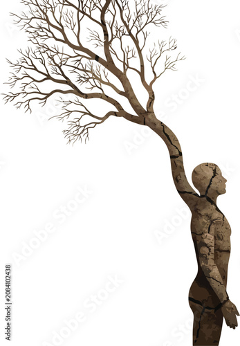 Bild auf Leinwand Grow Trees, importance of nature in human life illustration