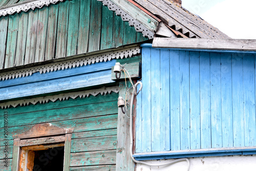 Part of a wooden house that was damaged. No electricity.