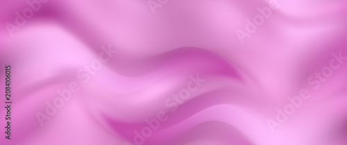Realistic abstract pink silk background. Vector illustration of satin fabric texture with smooth drapery surface. Soft bedding material with waves pattern. Luxury bed sheet top view. Elegant textile