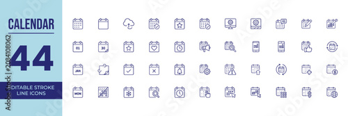 Photos calendar icons editable stroke line icons pack for ux and product design
