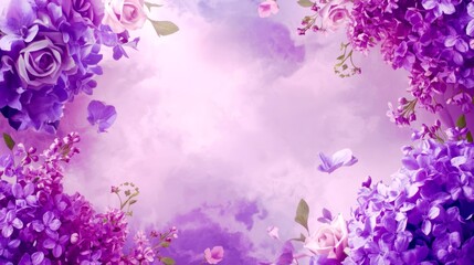 abstract background with flowers and butterflies