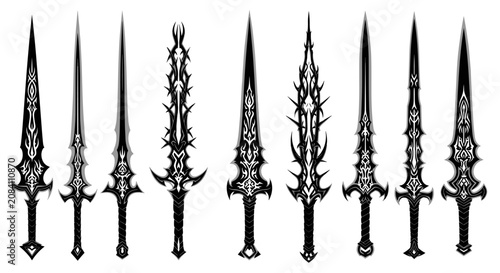 Cyber Sigilism Sword Vector Neo Tribal Gothic Dagger Design for Streetwear Merch
