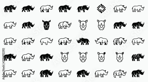 Foto 40 Black and White Rhinoceros Icons Collection